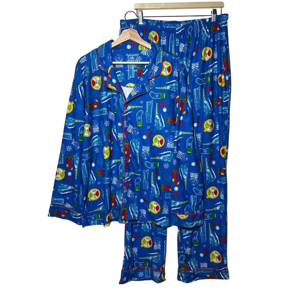 The Polar Express Christmas Flannel Pajama Set Adult Holiday Sleepwear Sz XL
